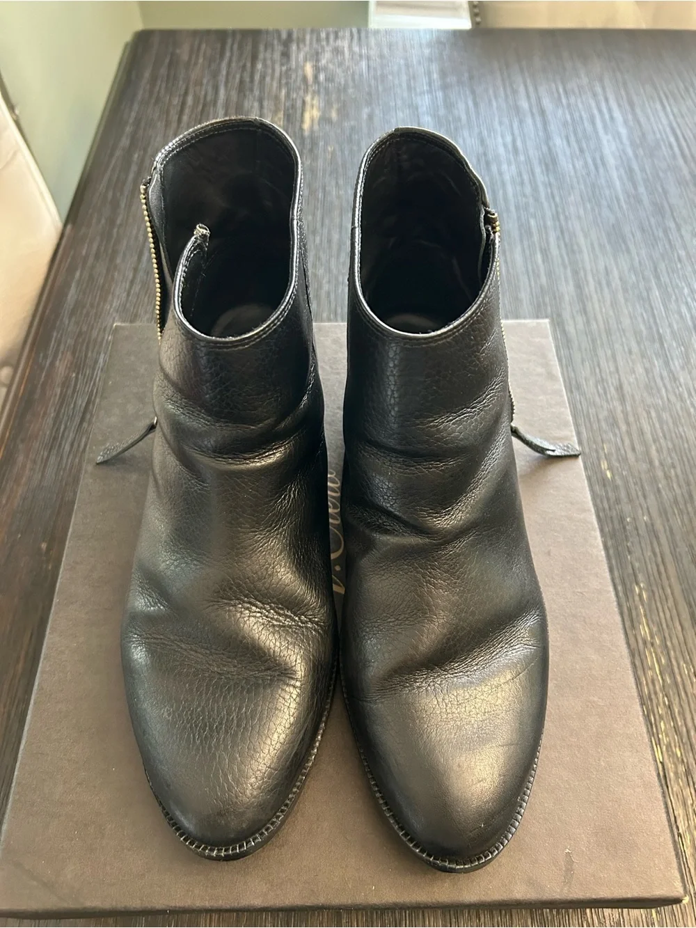 J. Crew Black Leather Side-Zip Ankle Booties